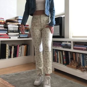 Urban Outfitters Yellow Floral Flare Pants